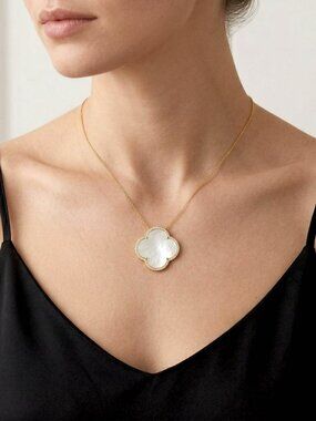 Mother of Pearl Clover Necklace | Gold Finish Quatrefoil Pendant